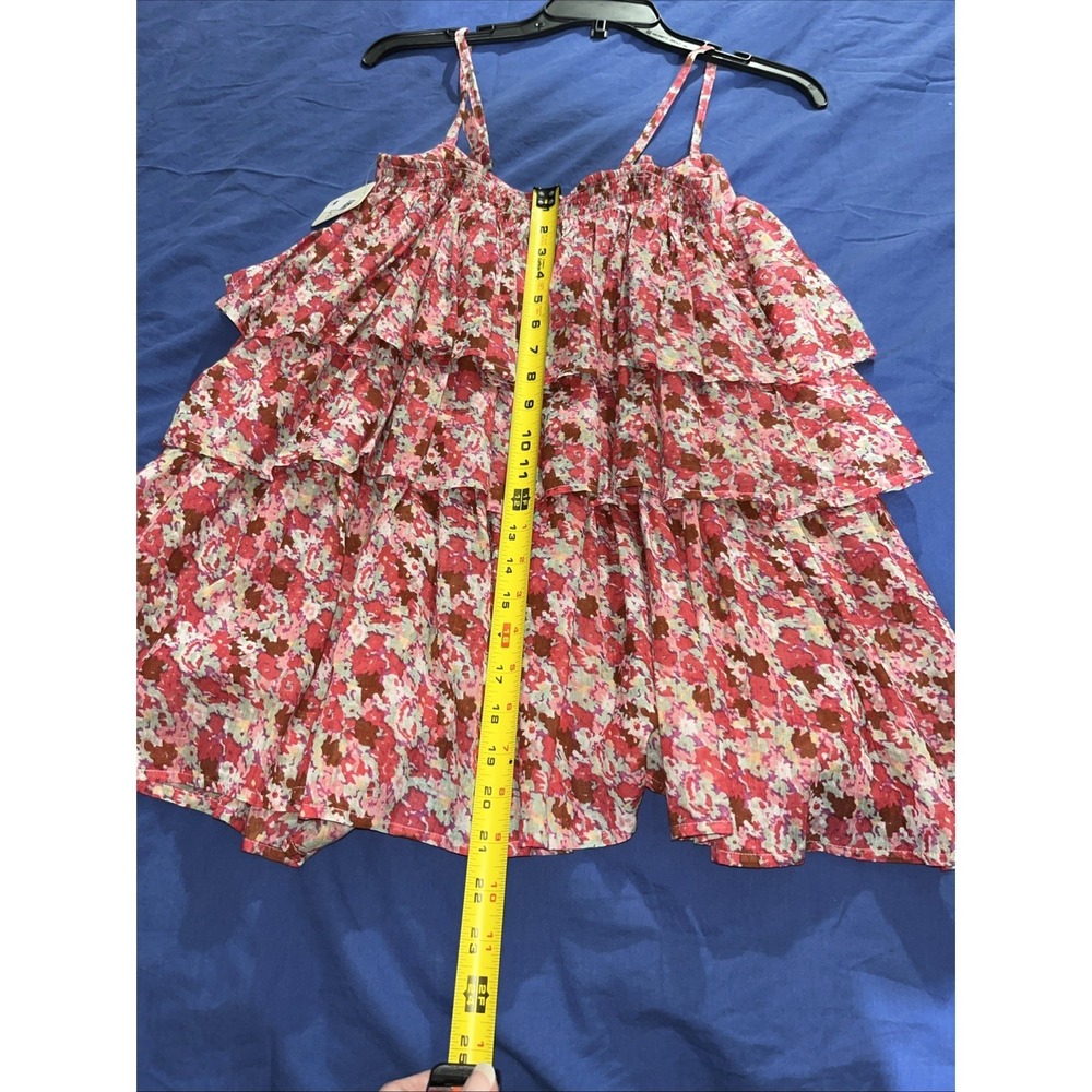 Free People Talia Tunic Top Tiered Ruffle Dress Floral Print Pink Combo Medium - Picture 12 of 12